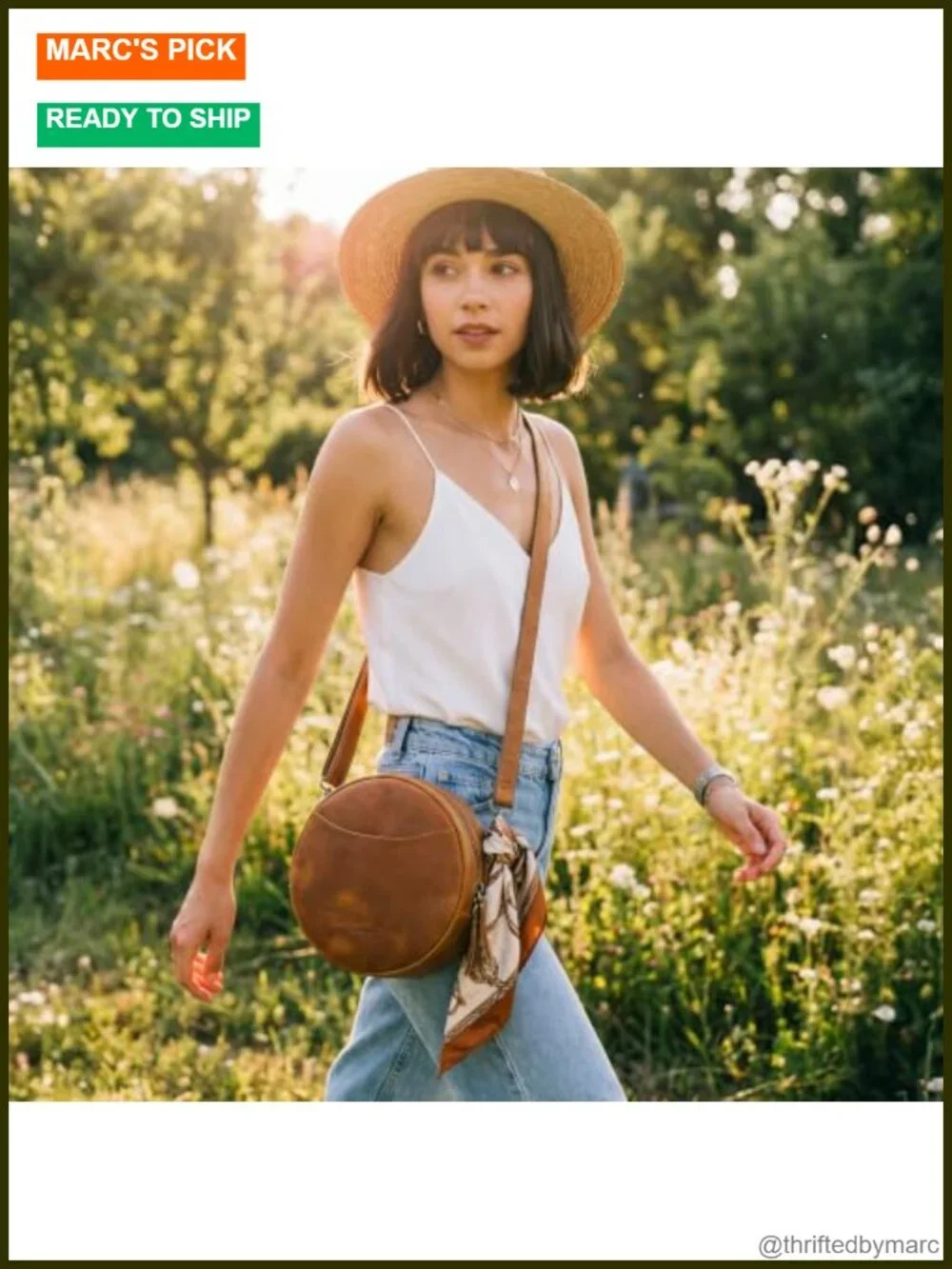 Leather Crossbody Bag Circle Shoulder Round Purse Travel